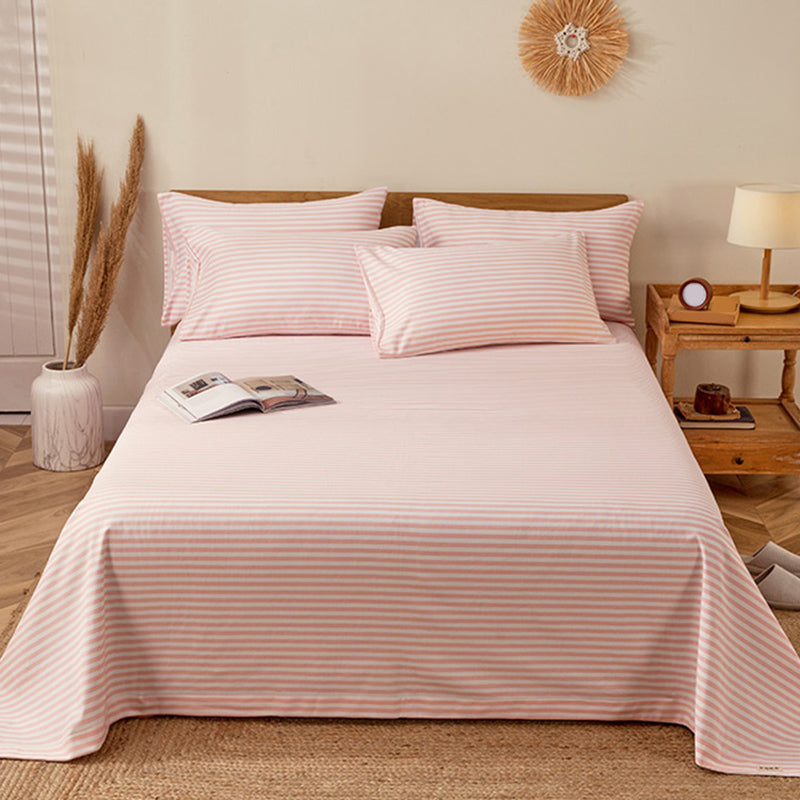 Fashionable Bed Sheet Stripe Patterned Non-Pilling Fade Resistant 100 Cotton Bed Sheet