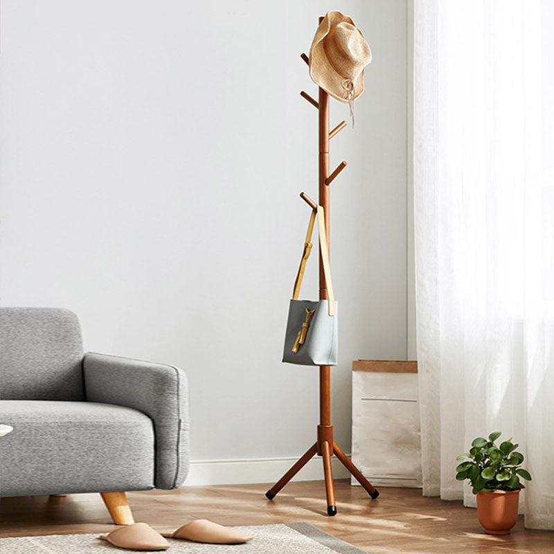 Solid Wood Entry Hall Tree Free Standing Coat Hanger for Hallway