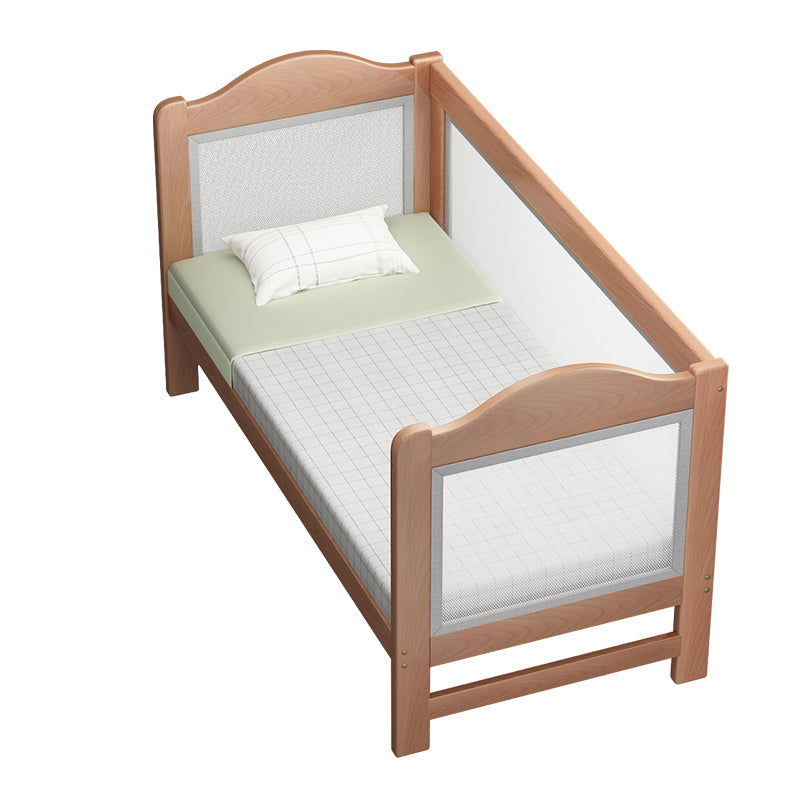 Scandinavian Panel Bed in Natural Solid Wood Bed with Guardrail