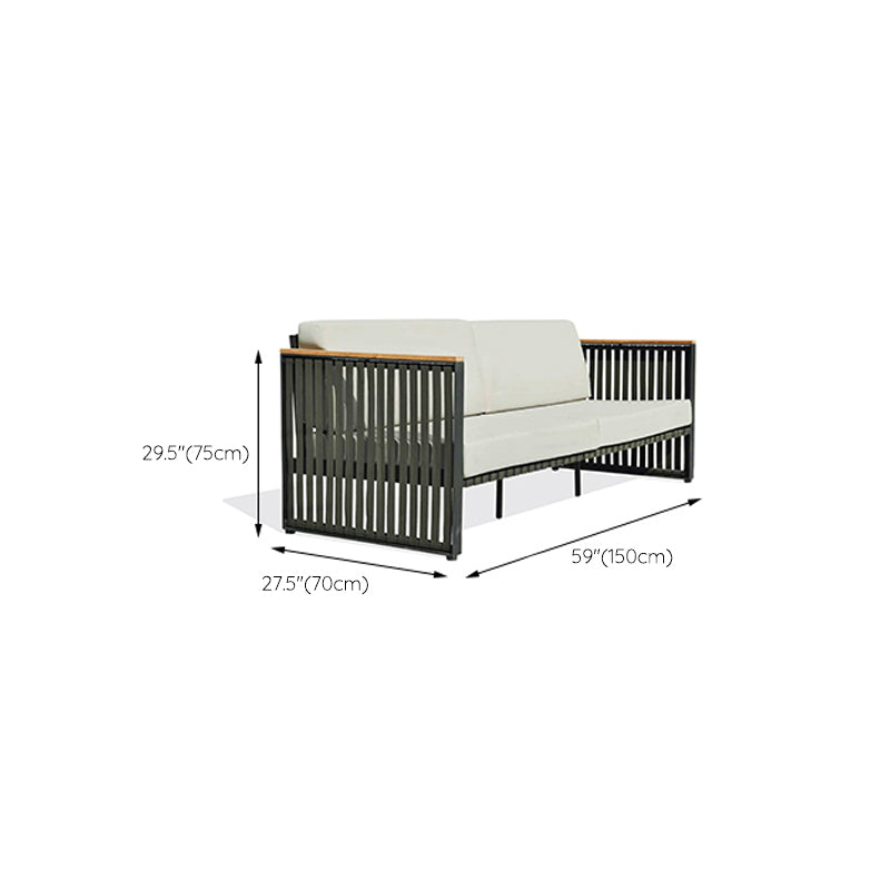 27.55" Wide Cushion Outdoor Sofa UV Resistant Metal Frame Patio Sofa