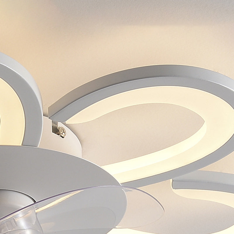 Contemporary Single White Ceiling Fan Lamp LED Acrylic Unique Ceiling Fan Light