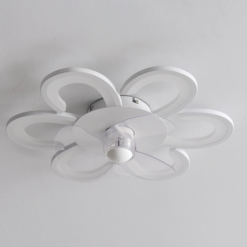 Contemporary Single White Ceiling Fan Lamp LED Acrylic Unique Ceiling Fan Light