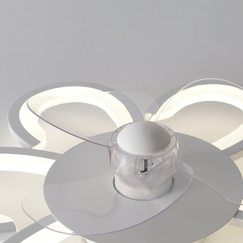 Contemporary Single White Ceiling Fan Lamp LED Acrylic Unique Ceiling Fan Light