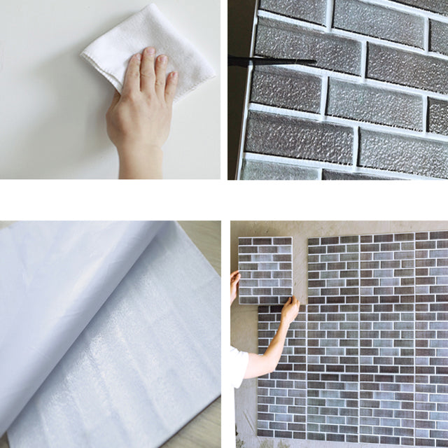 Modern Wall Panel Peel and Stick Brick Print Waterproof Wall Paneling