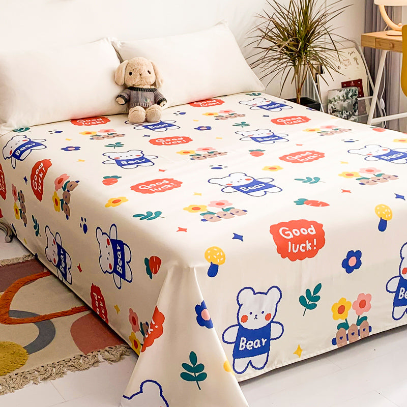 Trendy Bed Sheet Cartoon Patterned Non-Pilling 100 Cotton Bed Sheet