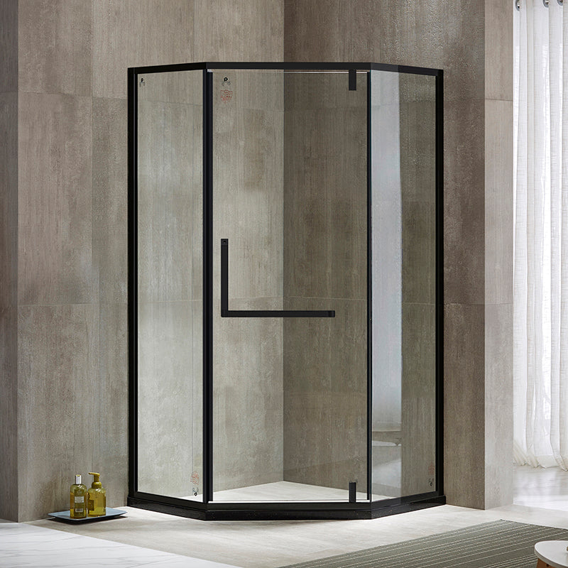 Metallic 77" H Framed Pivot Shower Doors Tempered Shower Door