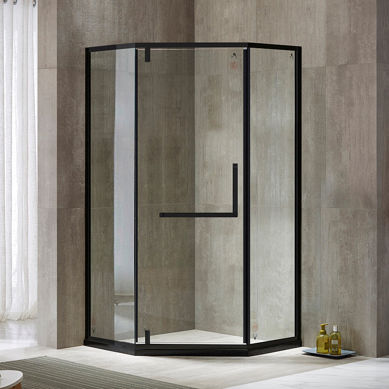 Metallic 77" H Framed Pivot Shower Doors Tempered Shower Door