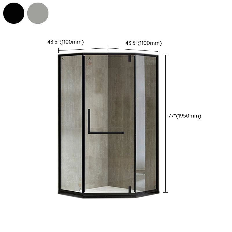 Metallic 77" H Framed Pivot Shower Doors Tempered Shower Door