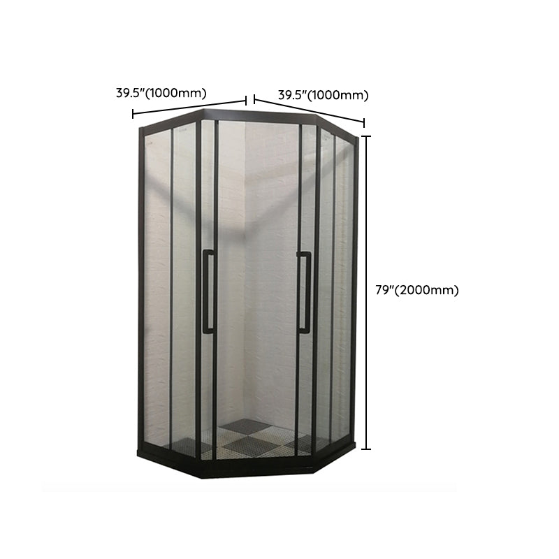 Tempered Frame Shower Doors Black Transparent Shower Bath Door