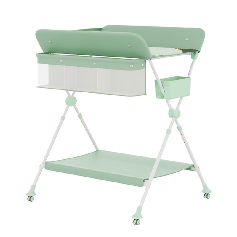 Modern Metal Baby Changing Table Safety Rails Changing Table With 4 Wheels