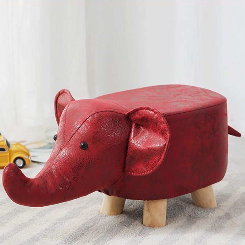 Modern Pouf Ottoman Faux Leather Water Resistant Upholstered Animal Shape Ottoman