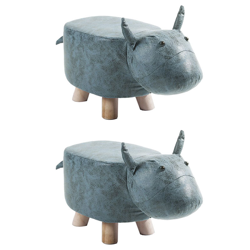 Modern Pouf Ottoman Faux Leather Water Resistant Upholstered Animal Shape Ottoman