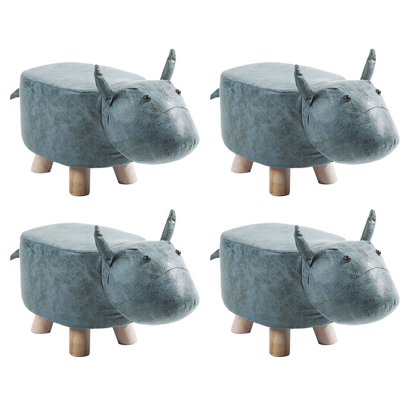 Modern Pouf Ottoman Faux Leather Water Resistant Upholstered Animal Shape Ottoman