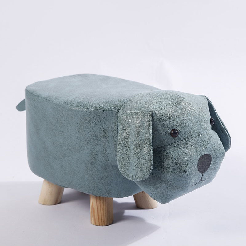 Modern Pouf Ottoman Faux Leather Water Resistant Upholstered Animal Shape Ottoman