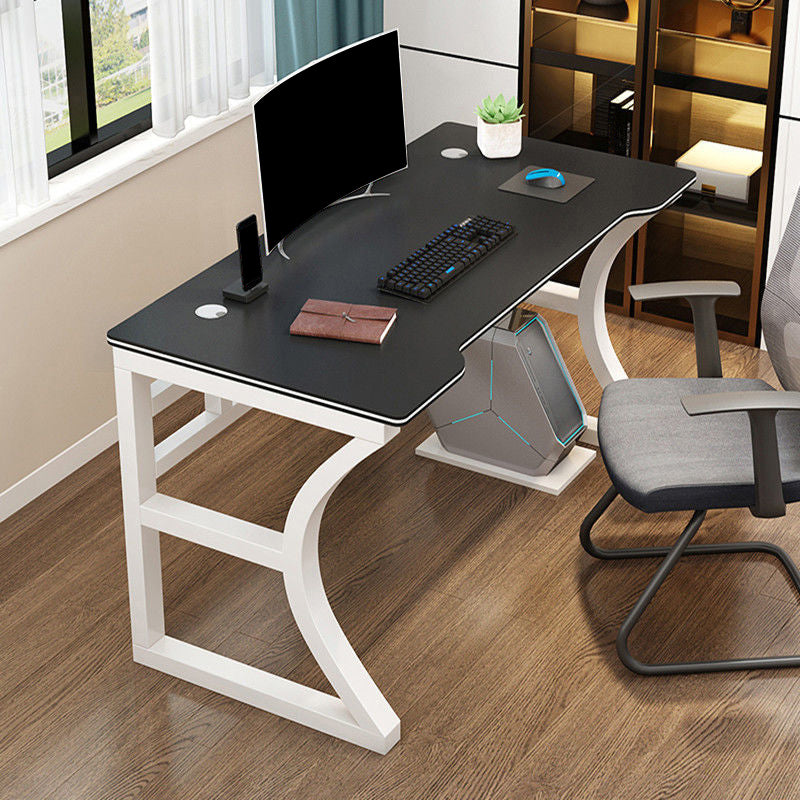 Industrial Wooden Computer Desk Sled Base 29.53" Tall Gaming Desk with Steel Legs