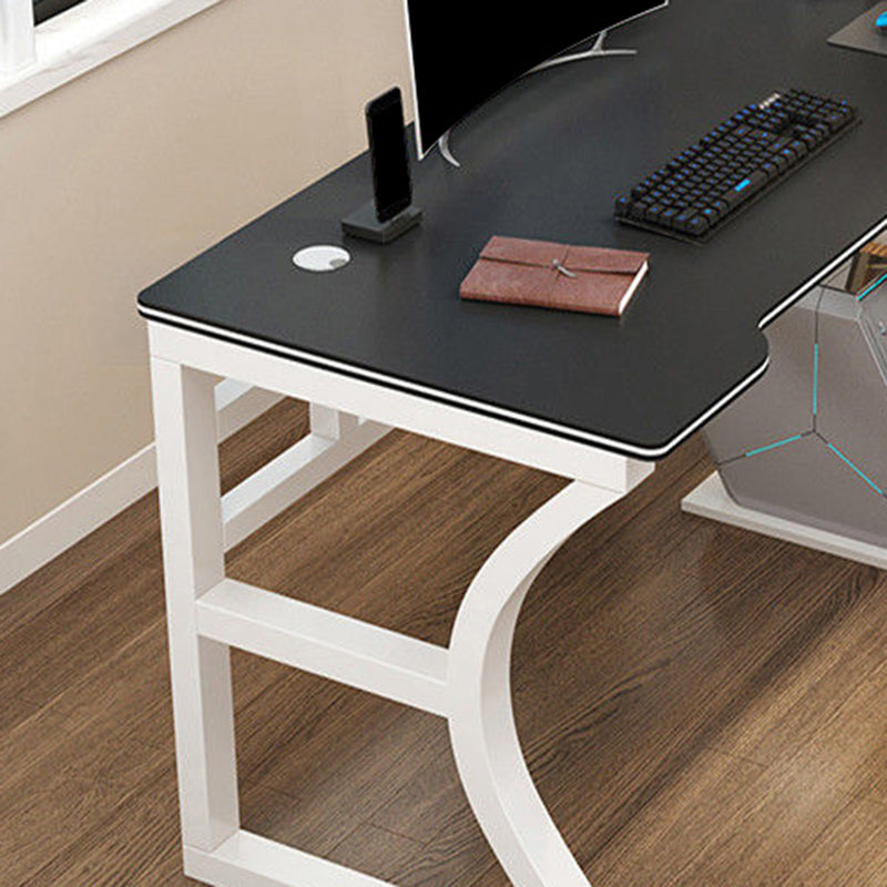 Industrial Wooden Computer Desk Sled Base 29.53" Tall Gaming Desk with Steel Legs