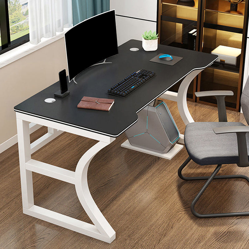 Industrial Wooden Computer Desk Sled Base 29.53" Tall Gaming Desk with Steel Legs