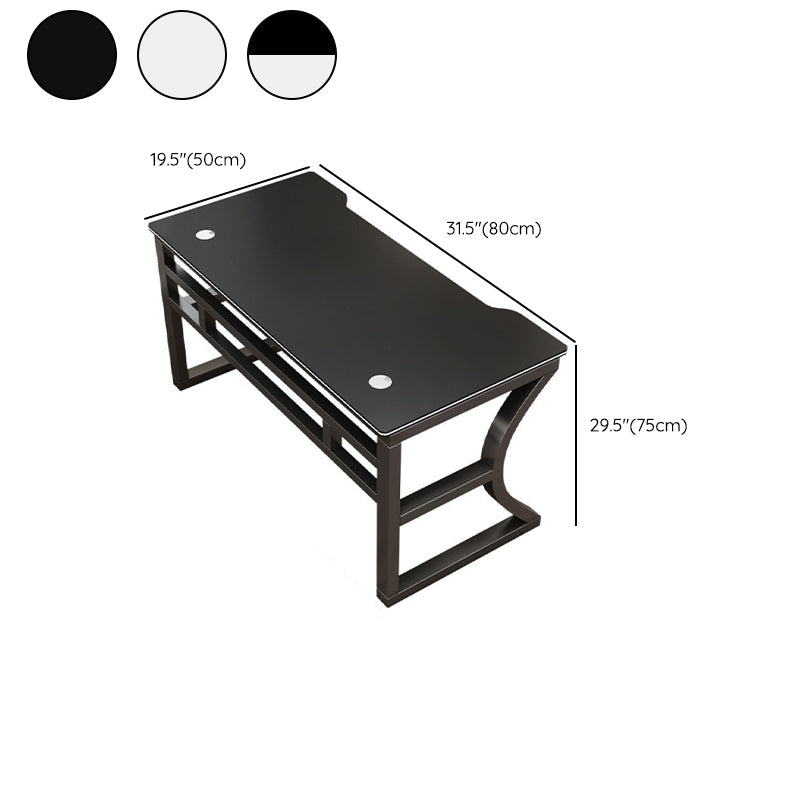 Industrial Wooden Computer Desk Sled Base 29.53" Tall Gaming Desk with Steel Legs