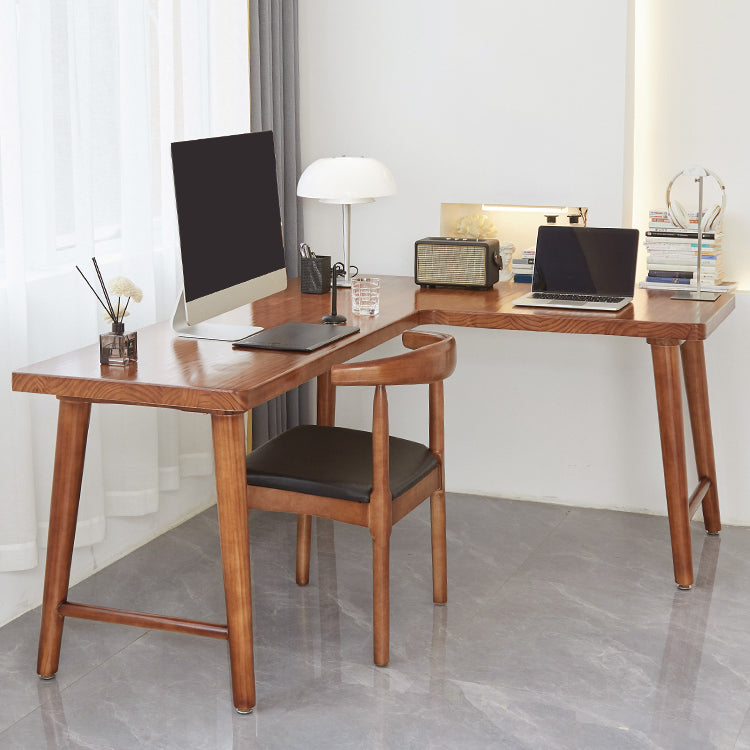 Modern Solid Wood Writing Desk Corner 29.53-inch Tall Office Desk with H-Shape Base