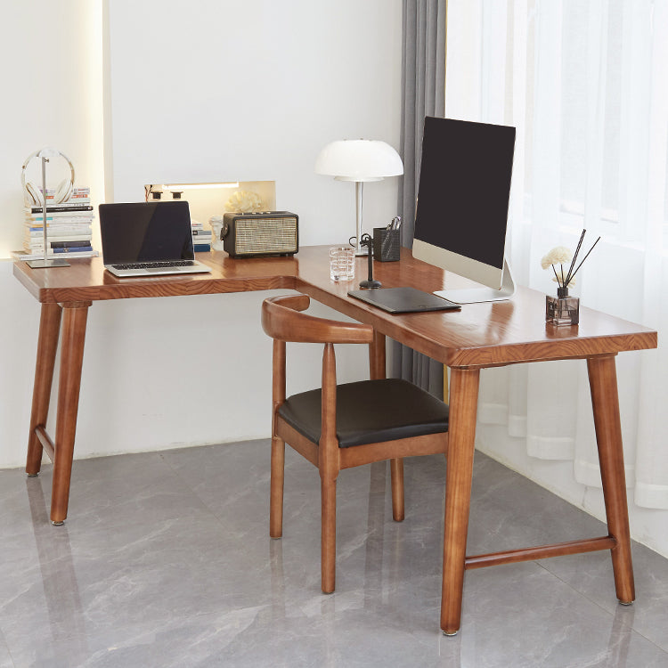 Modern Solid Wood Writing Desk Corner 29.53-inch Tall Office Desk with H-Shape Base