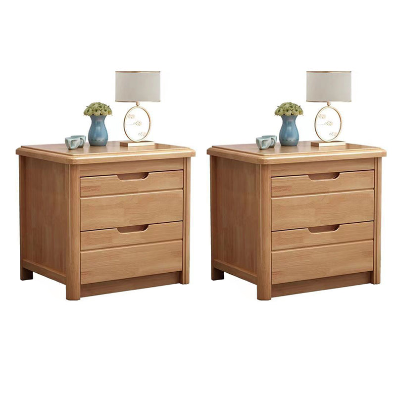 Contemporary 2 Drawers Accent Table Nightstand Antique Finish Bed Nightstand