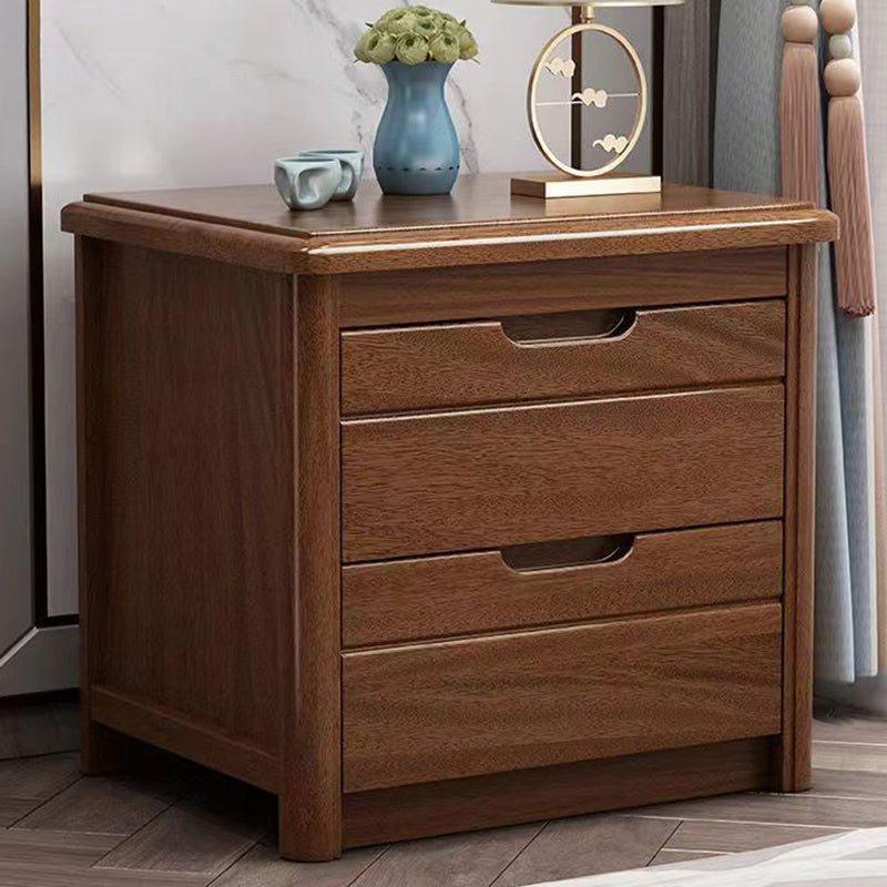 Contemporary 2 Drawers Accent Table Nightstand Antique Finish Bed Nightstand