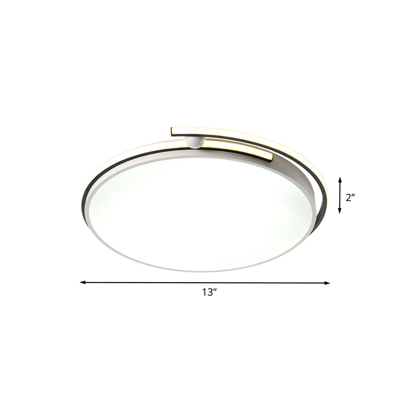 Corridor DEL Flush Light Fixture Minimalist White Flush Mount Lamp with Circular Acrylic Shade, 13 "/18" /22.5 " W