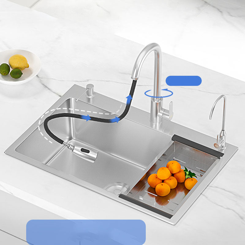 Soundproof Kitchen Sink Overflow Hole Design Kitchen Sink with Basket Strainer