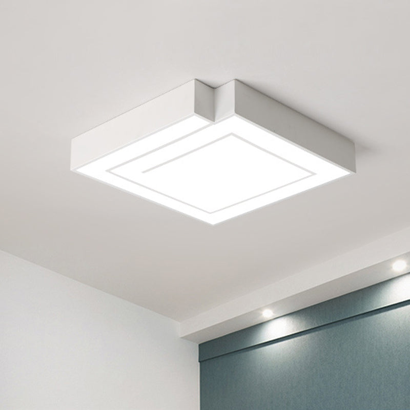 Lampada da soffitto a incasso a LED quadrata in ferro da 18"/21,5" semplice in bianco/nero per camera da letto, luce bianca/calda