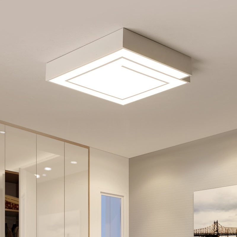 Lampada da soffitto a incasso a LED quadrata in ferro da 18"/21,5" semplice in bianco/nero per camera da letto, luce bianca/calda