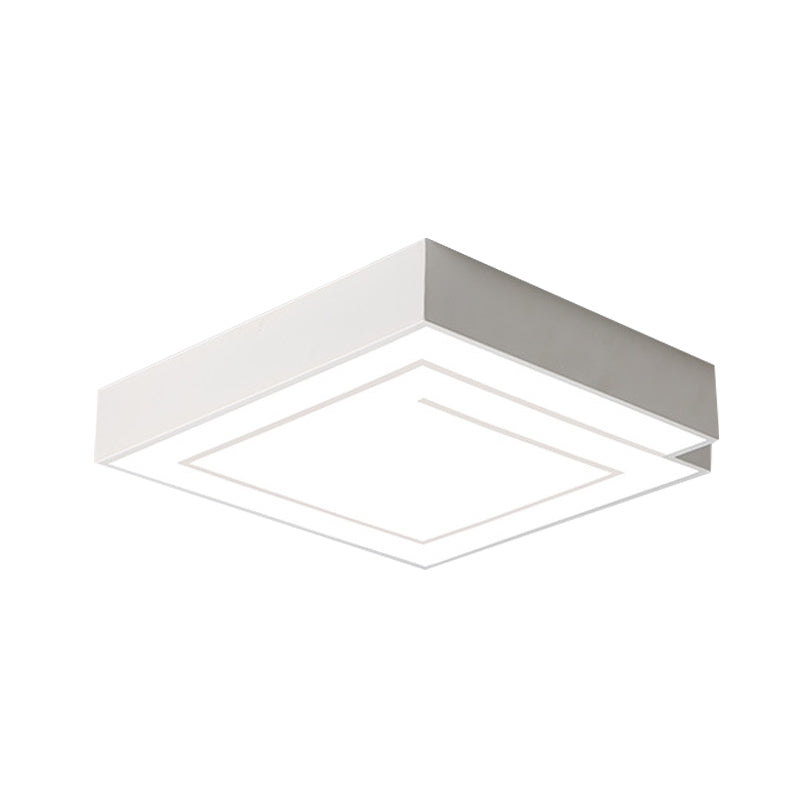 Lampada da soffitto a incasso a LED quadrata in ferro da 18"/21,5" semplice in bianco/nero per camera da letto, luce bianca/calda