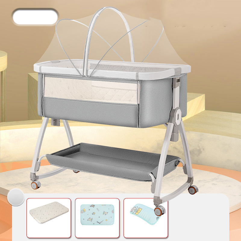 Metal Adjustable Bedside Crib Gliding Rectangle Crib Cradle for Baby