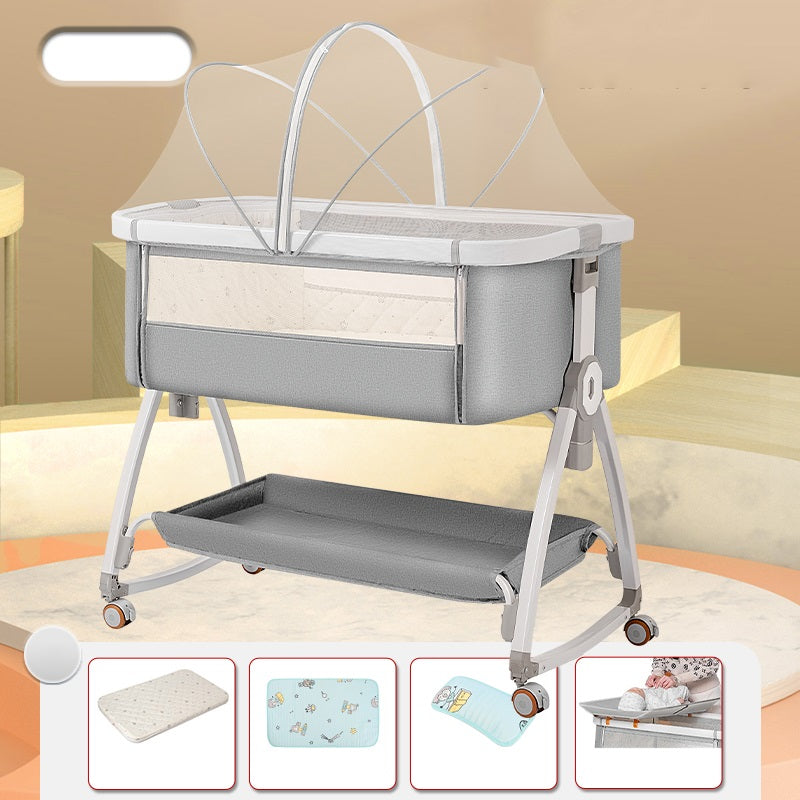 Metal Adjustable Bedside Crib Gliding Rectangle Crib Cradle for Baby