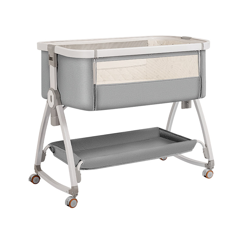 Metal Adjustable Bedside Crib Gliding Rectangle Crib Cradle for Baby