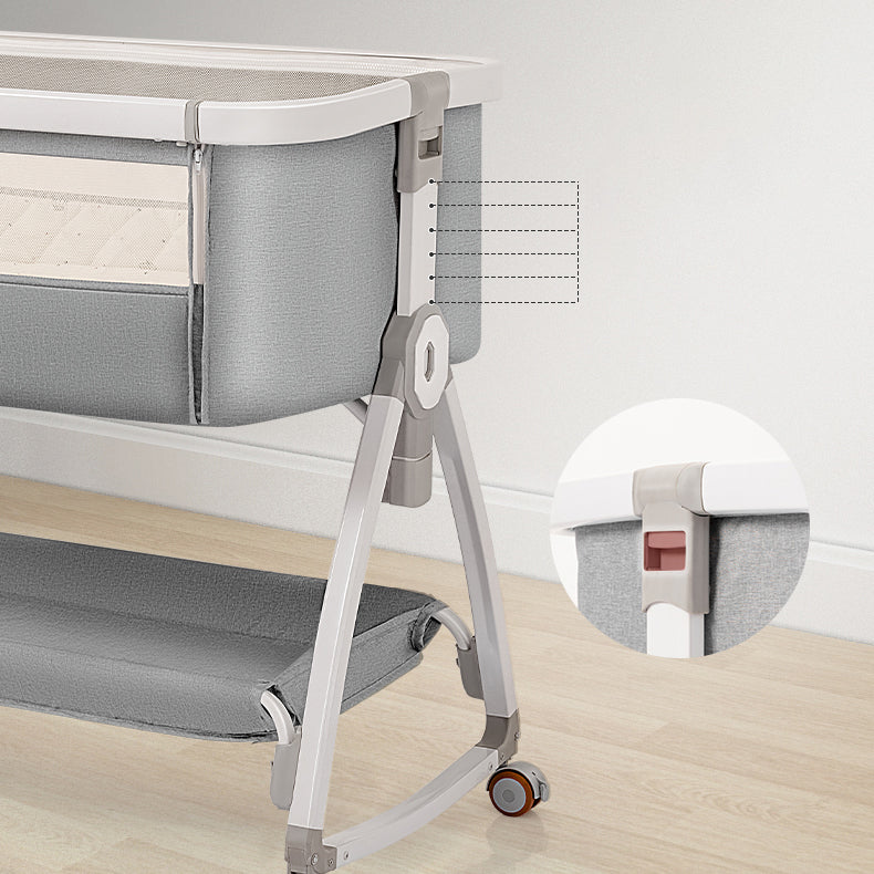 Metal Adjustable Bedside Crib Gliding Rectangle Crib Cradle for Baby