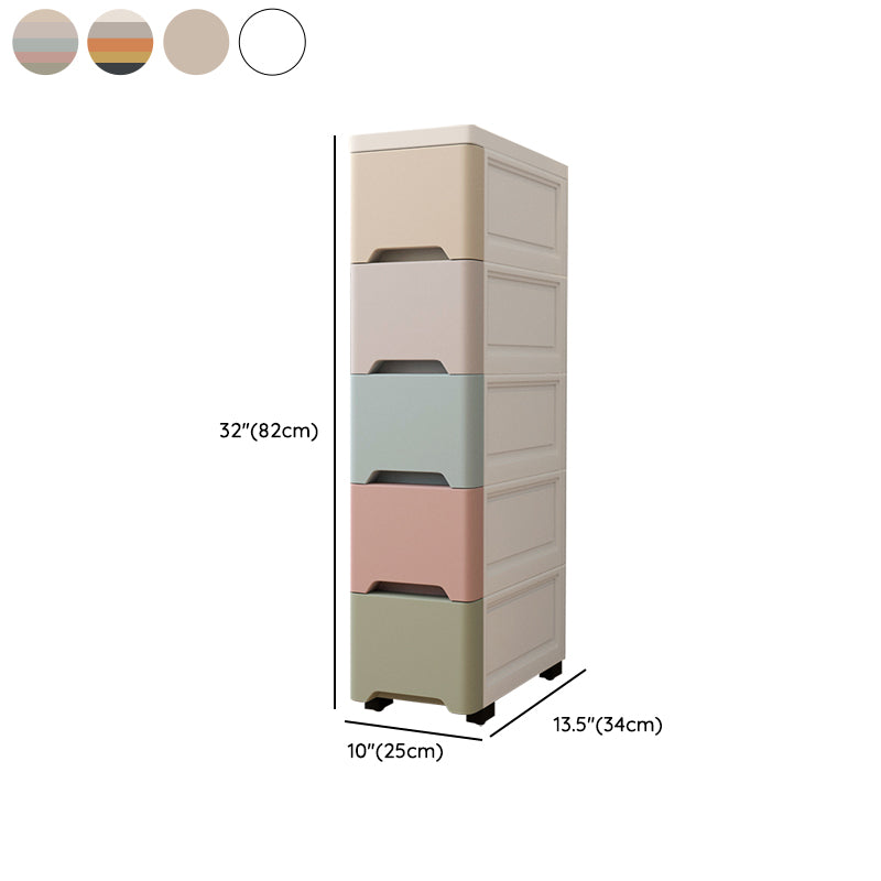 Modernism Plastic Nursery Dresser Vertical Kids Nightstand with 5 Drawers for Home