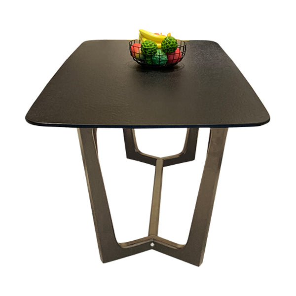 Black Modern Dining Table for Kitchen Rectangle Dinette Table with Wooden Base