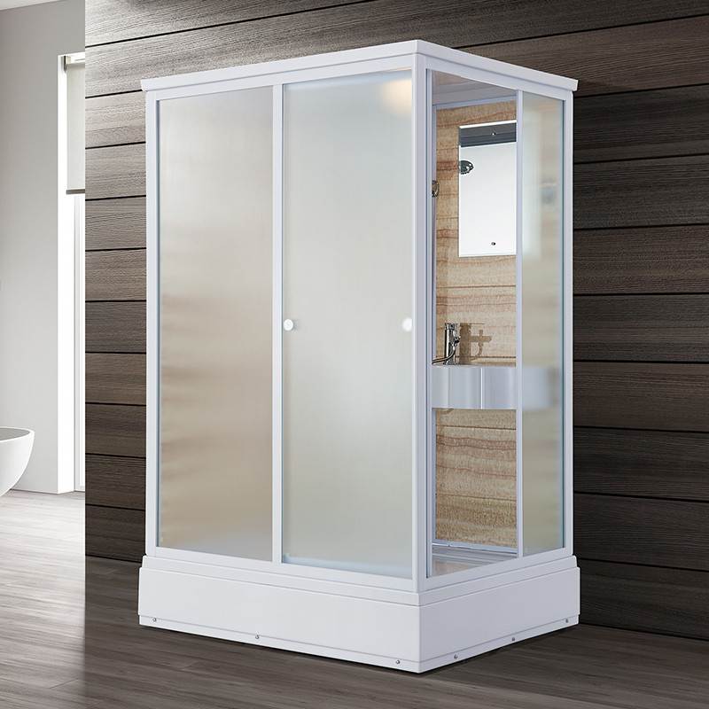 Rectangle Tempered Glass Shower Stall Frosted Semi-Frameless Shower Stall