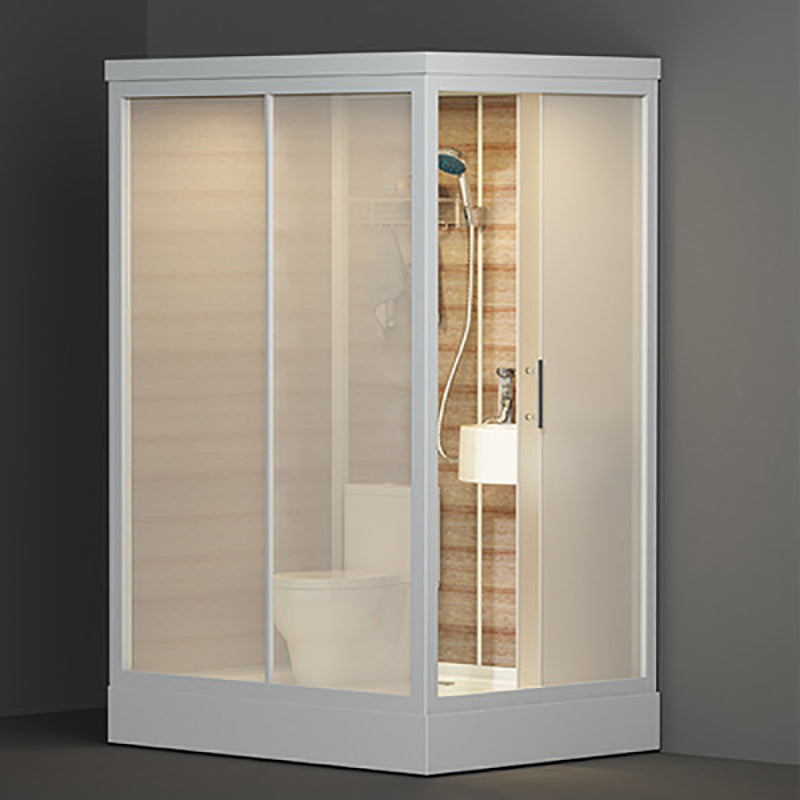 Rectangle Tempered Glass Shower Stall Frosted Semi-Frameless Shower Stall