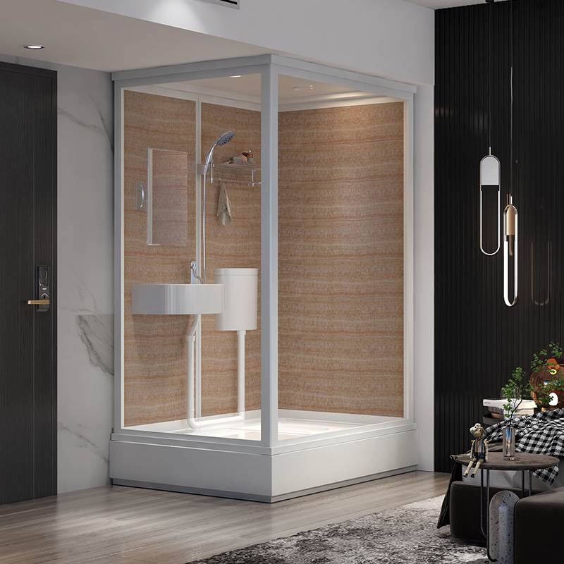 Rectangle Tempered Glass Shower Stall Frosted Semi-Frameless Shower Stall