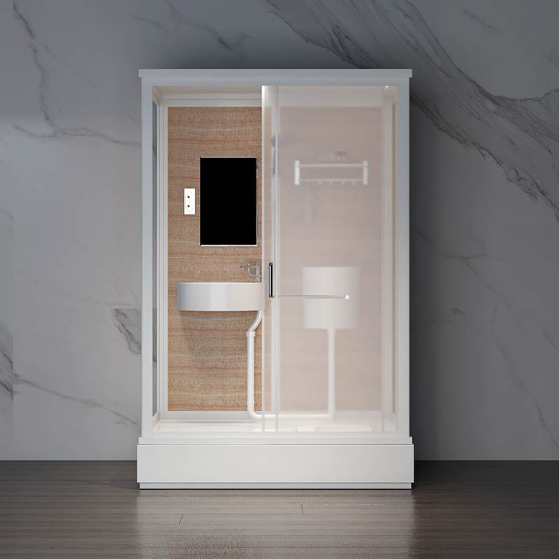 Rectangle Tempered Glass Shower Stall Frosted Semi-Frameless Shower Stall