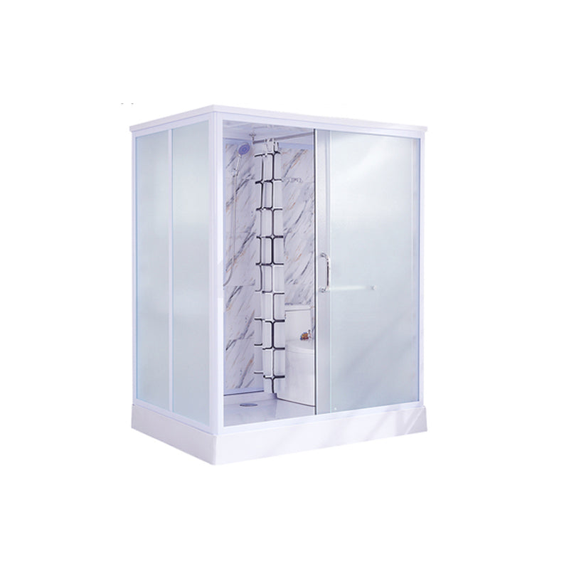 Rectangle Tempered Glass Shower Stall Frosted Semi-Frameless Shower Stall