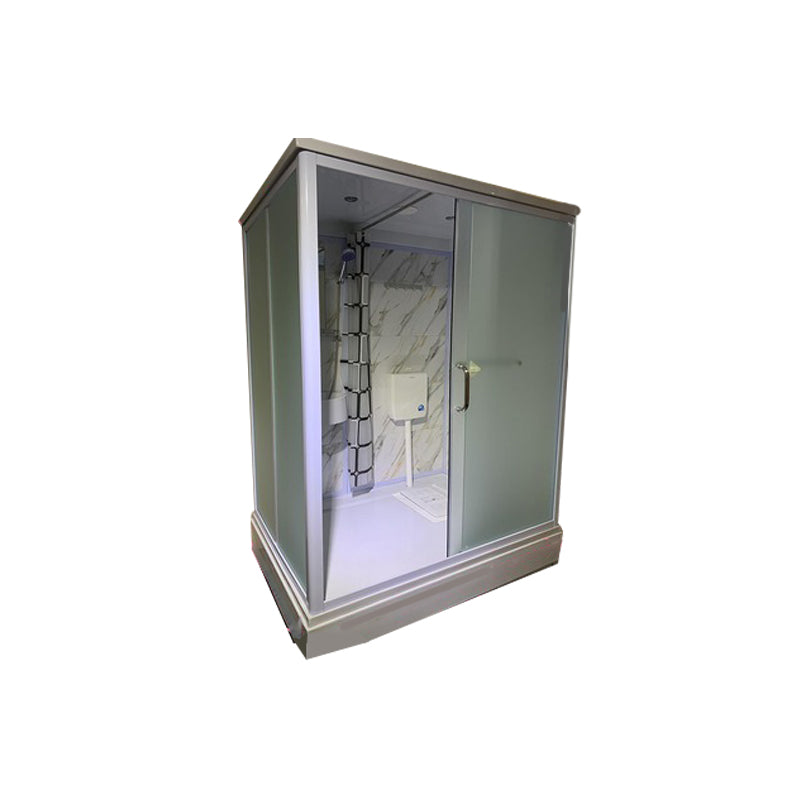 Rectangle Tempered Glass Shower Stall Frosted Semi-Frameless Shower Stall