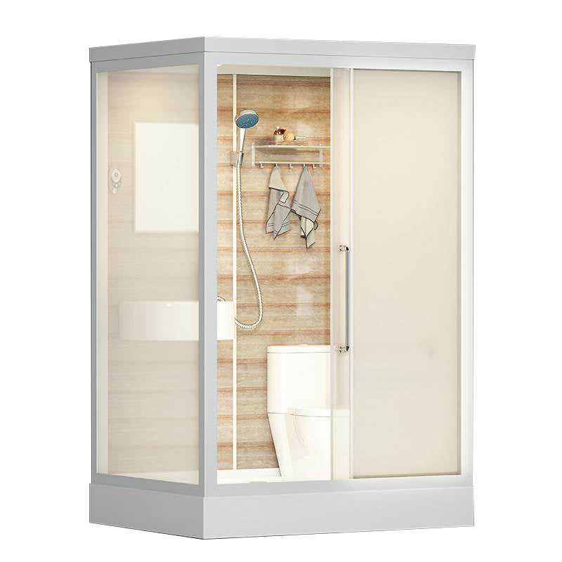 Rectangle Tempered Glass Shower Stall Frosted Semi-Frameless Shower Stall