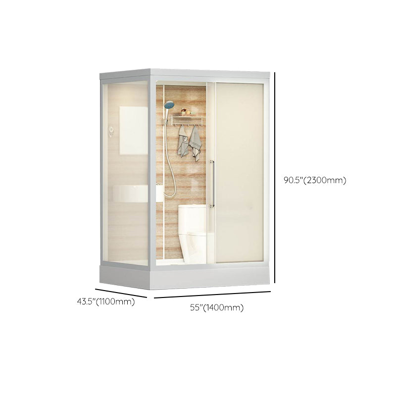 Rectangle Tempered Glass Shower Stall Frosted Semi-Frameless Shower Stall