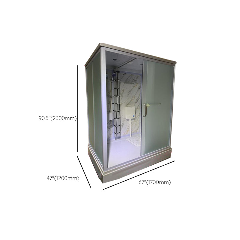 Rectangle Tempered Glass Shower Stall Frosted Semi-Frameless Shower Stall