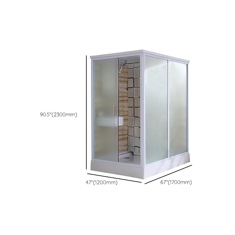 Rectangle Tempered Glass Shower Stall Frosted Semi-Frameless Shower Stall