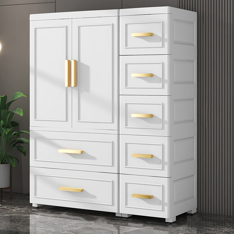 Modern Matte Bedroom Armoire Glossy Plastic Coat Locker with Doors