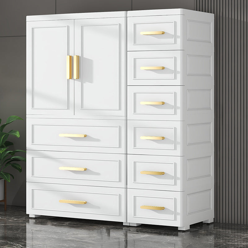 Modern Matte Bedroom Armoire Glossy Plastic Coat Locker with Doors