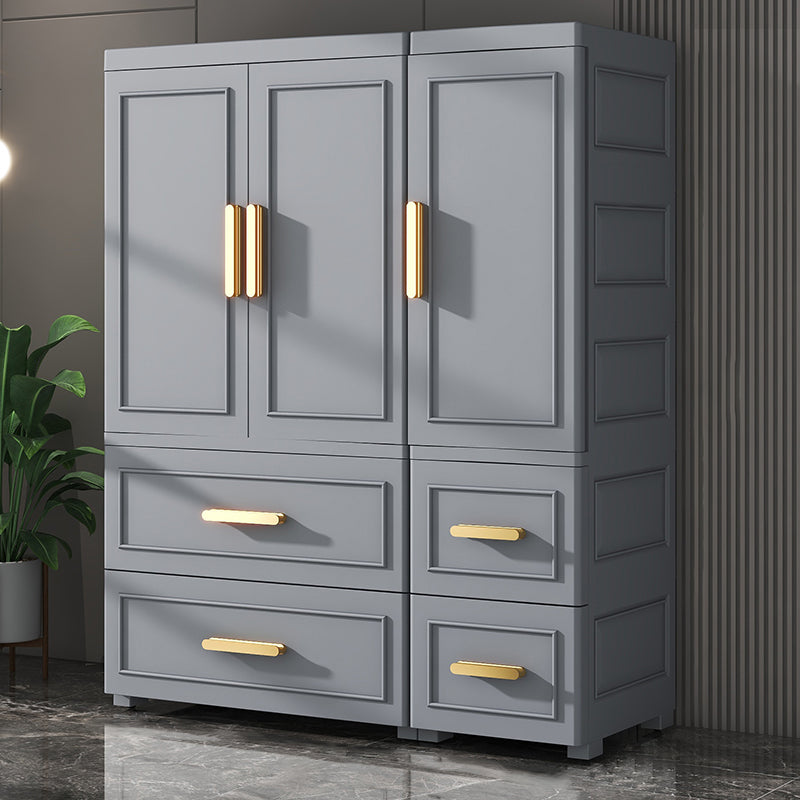 Modern Matte Bedroom Armoire Glossy Plastic Coat Locker with Doors